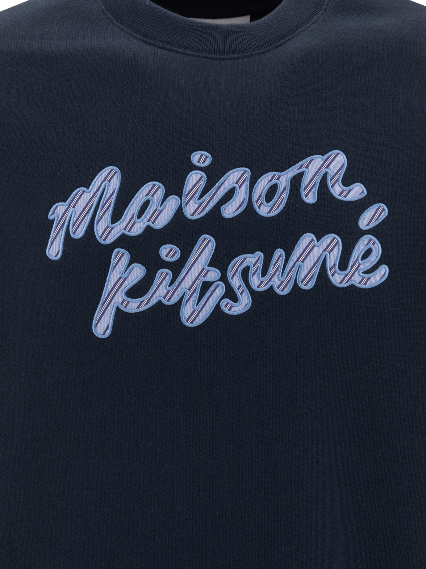 MAISON KITSUNÉ Blue Handwriting Striped sweatshirt